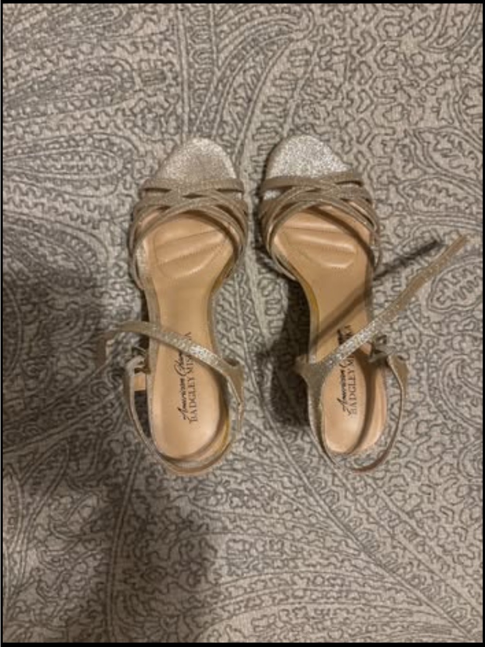 Adrienne Vittadini Silver Glitter Strappy Heeled Sandals